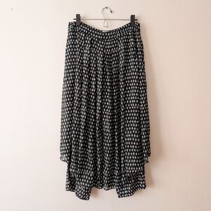 Anthropologie Black and Teal Diamond Patterned Midi Skirt With Pants Size 10